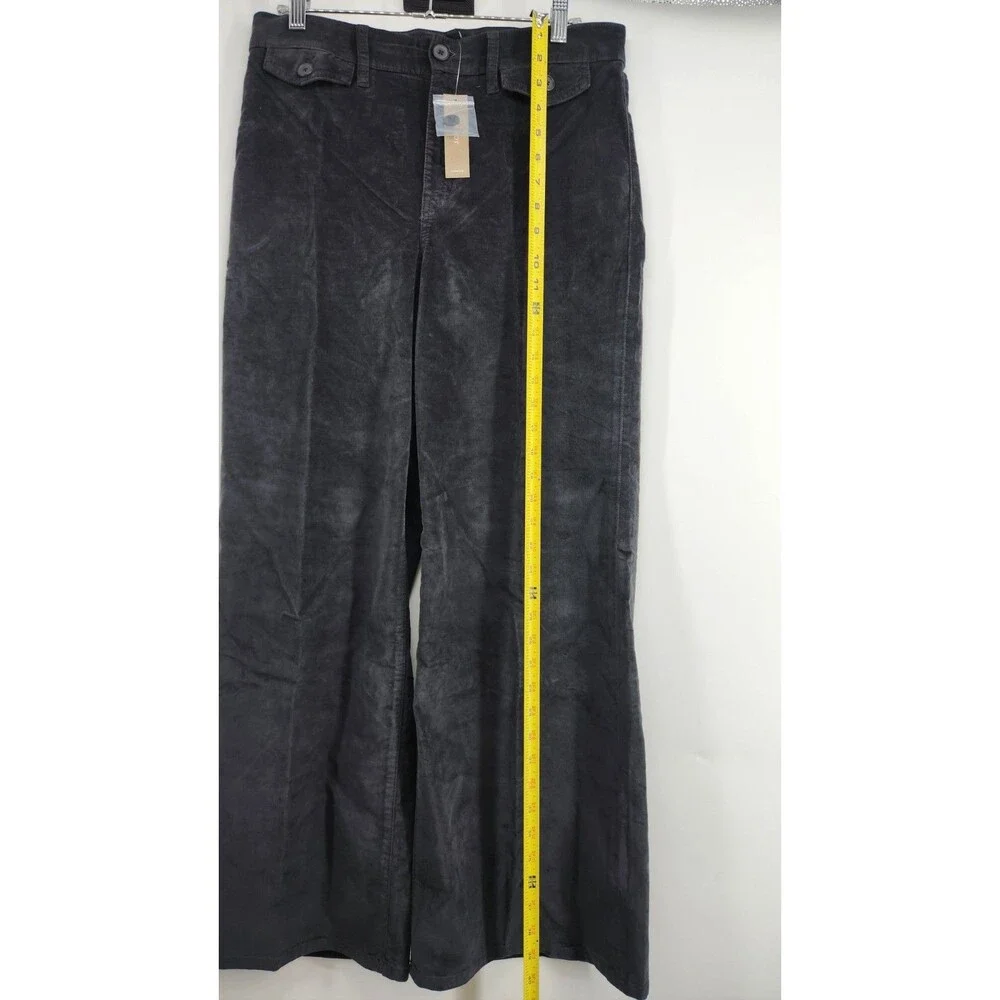 J.Crew Womens P29 Petite Black Wide Leg‎ Washed Velvet Trousers NWT